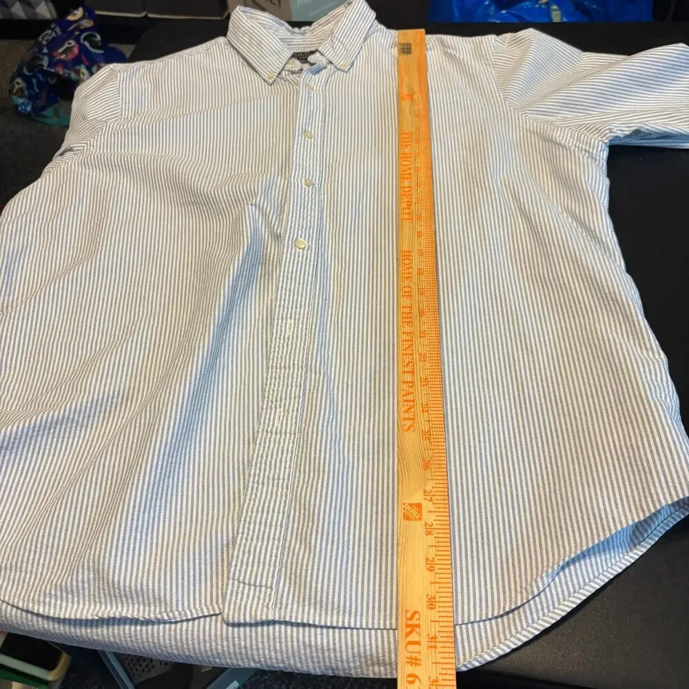 Polo Ralph Lauren XXL Classic Fit Button Down Shirt Blue White Stripe Cotton